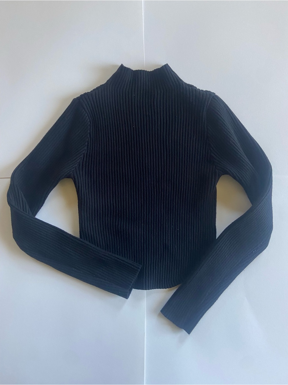 Women's Black Ribbed Mock Neck Sweater